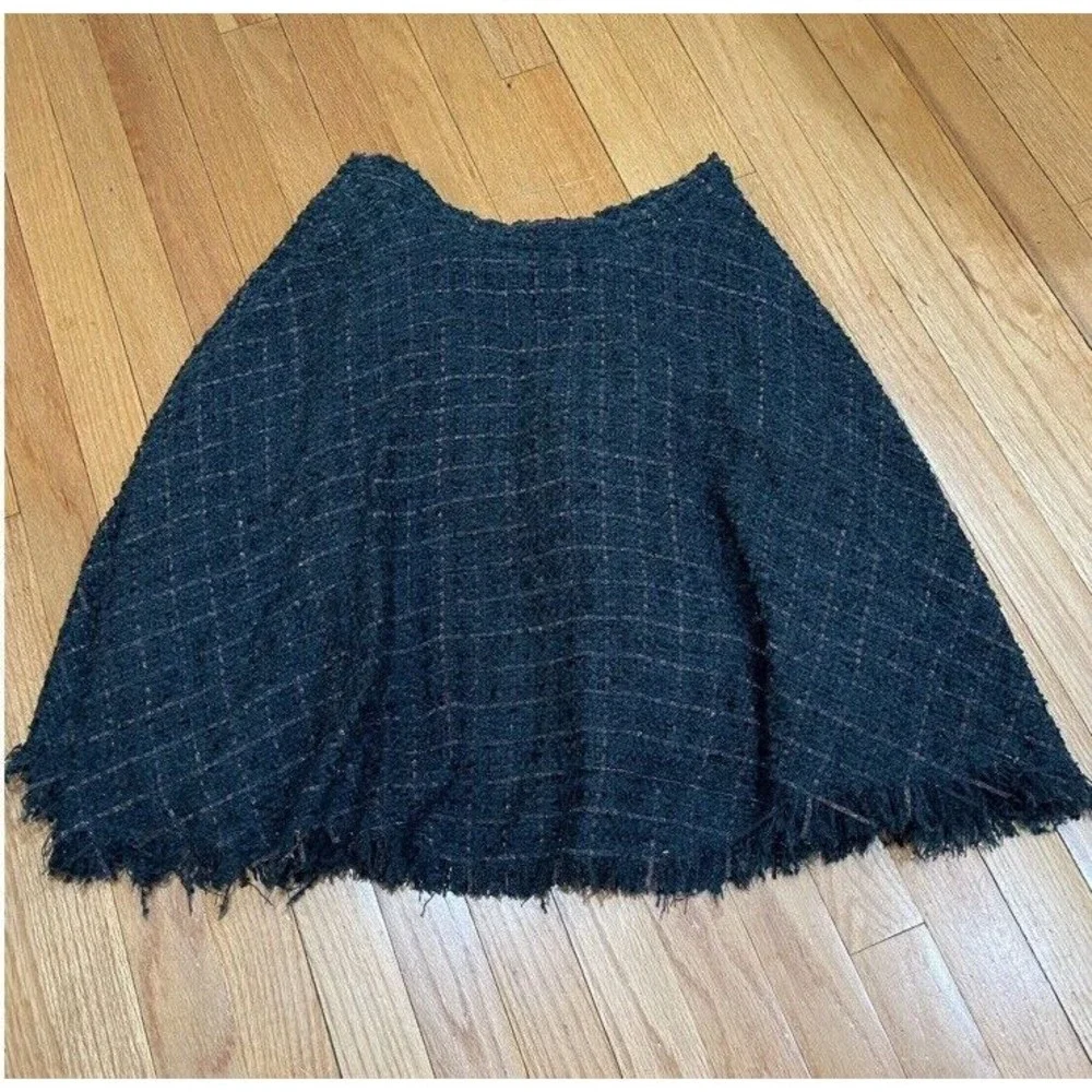 Anthropologie Eva Franco Fringed Tweed Skirt Womens Size 10 Green Plaid NEW TAGS - Picture 15 of 16